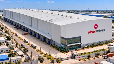 Modern industrial warehouse with loading docks