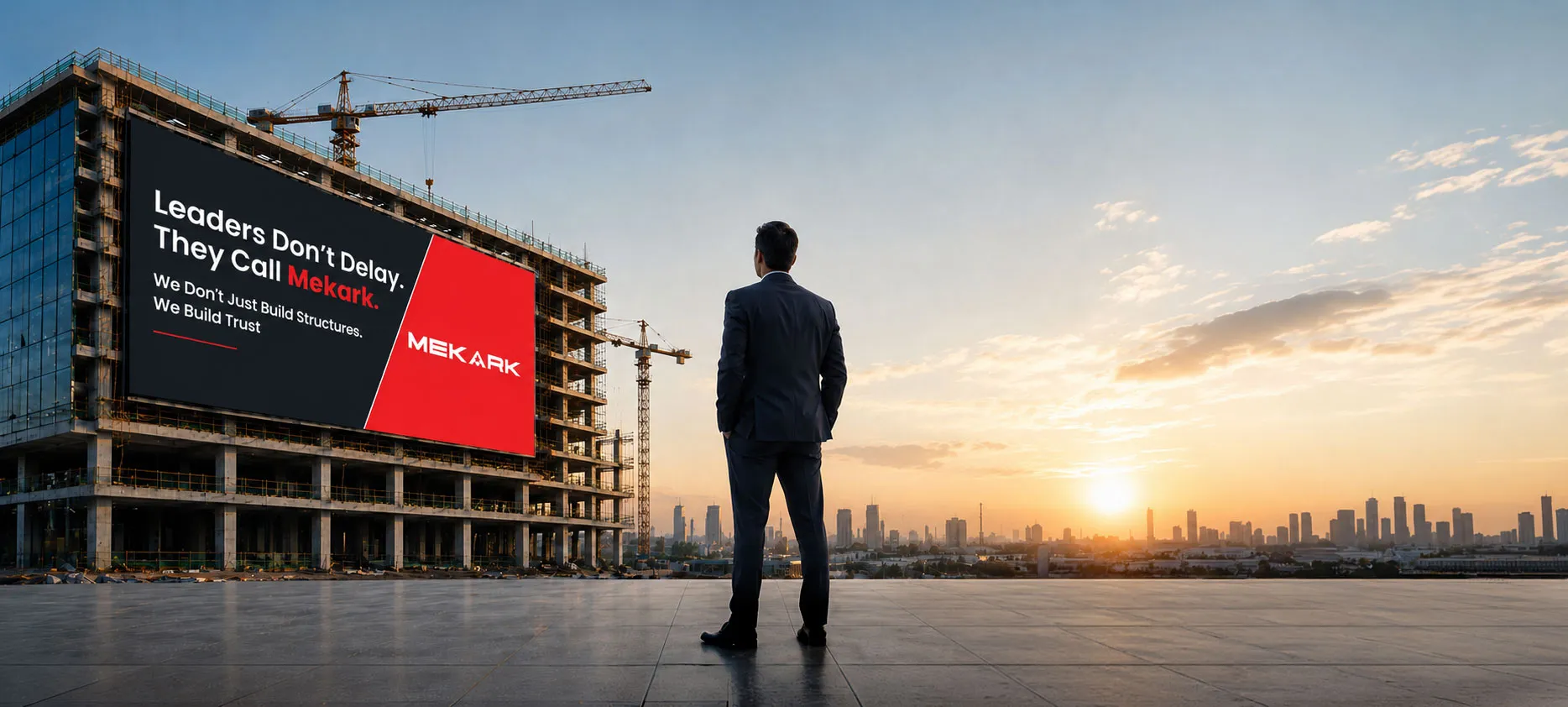 Mekark billboard on a PEB building under construction